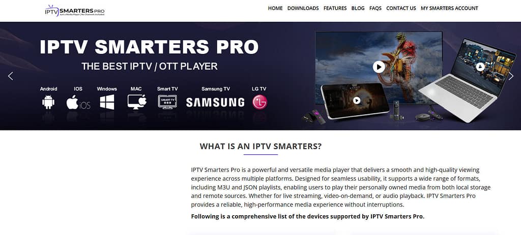 IPTV Smarters Pro Main screen