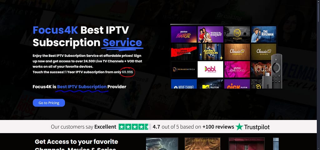Focus IPTV homepage