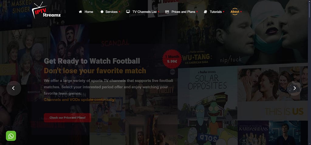IPTVStreamz homepage