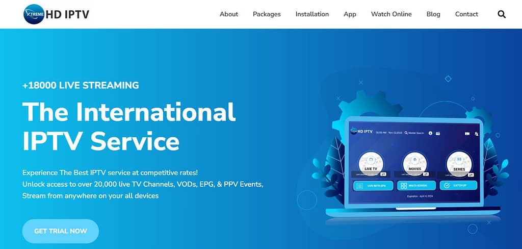 Xtream IPTV Homepage