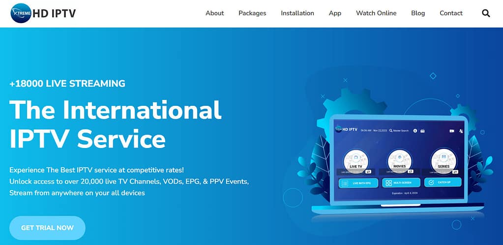 Xtreme HD IPTV homepage