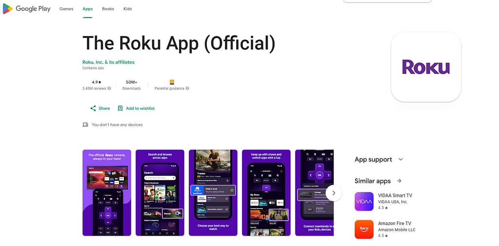 Roku APP in Google Play