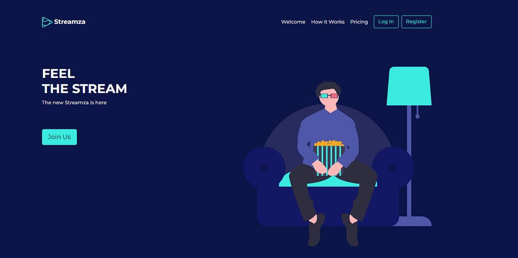 Streamza IPTV homepage